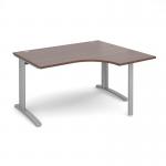 TR10 right hand ergonomic desk 1400mm - silver frame, walnut top TBER14SW