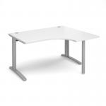 TR10 right hand ergonomic desk 1400mm - silver frame, white top TBER14SWH