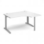 TR10 right hand ergonomic desk 1400mm - silver frame, white top TBER14SWH