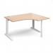 TR10 right hand ergonomic desk 1400mm - white frame, beech top TBER14WB