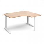 TR10 right hand ergonomic desk 1400mm - white frame, beech top TBER14WB