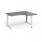TR10 right hand ergonomic desk 1400mm - white frame, grey oak top TBER14WGO