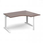 TR10 right hand ergonomic desk 1400mm - white frame, walnut top TBER14WW