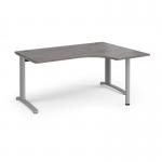 TR10 right hand ergonomic desk 1600mm - silver frame, grey oak top TBER16SGO