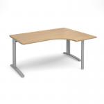 TR10 right hand ergonomic desk 1600mm - silver frame, oak top TBER16SO