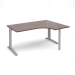 TR10 right hand ergonomic desk 1600mm - silver frame, walnut top TBER16SW