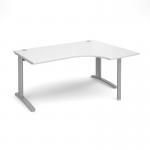 TR10 right hand ergonomic desk 1600mm - silver frame, white top TBER16SWH