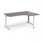 TR10 right hand ergonomic desk 1600mm - white frame, grey oak top TBER16WGO