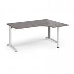 TR10 right hand ergonomic desk 1600mm - white frame, grey oak top TBER16WGO