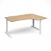 TR10 right hand ergonomic desk 1600mm - white frame, oak top TBER16WO