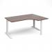 TR10 right hand ergonomic desk 1600mm - white frame, walnut top TBER16WW