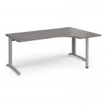 TR10 right hand ergonomic desk 1800mm - silver frame, grey oak top TBER18SGO