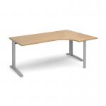 TR10 right hand ergonomic desk 1800mm - silver frame, oak top TBER18SO