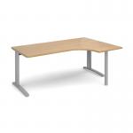 TR10 right hand ergonomic desk 1800mm - silver frame, oak top TBER18SO