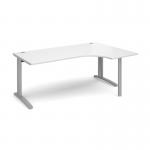 TR10 right hand ergonomic desk 1800mm - silver frame, white top TBER18SWH