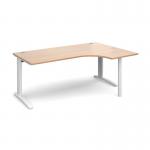 TR10 right hand ergonomic desk 1800mm - white frame, beech top TBER18WB