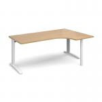 TR10 right hand ergonomic desk 1800mm - white frame, oak top TBER18WO