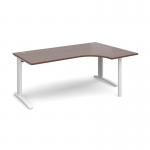 TR10 right hand ergonomic desk 1800mm - white frame, walnut top TBER18WW