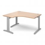 TR10 deluxe left hand ergonomic desk 1400mm - silver frame, beech top TDEL14SB