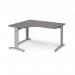 TR10 deluxe left hand ergonomic desk 1400mm - silver frame, grey oak top TDEL14SGO