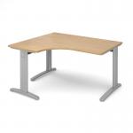 TR10 deluxe left hand ergonomic desk 1400mm - silver frame, oak top TDEL14SO