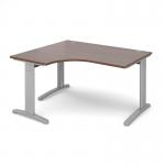 TR10 deluxe left hand ergonomic desk 1400mm - silver frame and walnut top