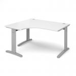 TR10 deluxe left hand ergonomic desk 1400mm - silver frame and white top
