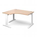 TR10 deluxe left hand ergonomic desk 1400mm - white frame, beech top TDEL14WB