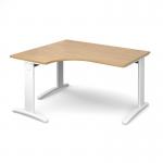 TR10 deluxe left hand ergonomic desk 1400mm - white frame and oak top