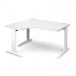 TR10 deluxe left hand ergonomic desk 1400mm - white frame and white top