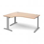 TR10 deluxe left hand ergonomic desk 1600mm - silver frame, beech top TDEL16SB