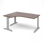 TR10 deluxe left hand ergonomic desk 1600mm - silver frame and walnut top
