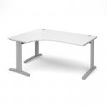 TR10 deluxe left hand ergonomic desk 1600mm - silver frame, white top TDEL16SWH