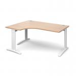 TR10 deluxe left hand ergonomic desk 1600mm - white frame, beech top TDEL16WB