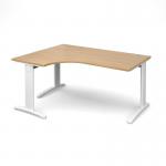 TR10 deluxe left hand ergonomic desk 1600mm - white frame, oak top TDEL16WO