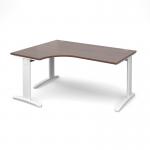 TR10 deluxe left hand ergonomic desk 1600mm - white frame, walnut top TDEL16WW