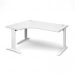 TR10 deluxe left hand ergonomic desk 1600mm - white frame and white top