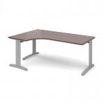 TR10 deluxe left hand ergonomic desk 1800mm - silver frame and walnut top