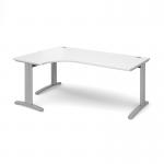 TR10 deluxe left hand ergonomic desk 1800mm - silver frame, white top TDEL18SWH