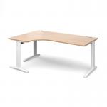 TR10 deluxe left hand ergonomic desk 1800mm - white frame, beech top TDEL18WB