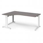 TR10 deluxe left hand ergonomic desk 1800mm - white frame, grey oak top TDEL18WGO