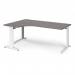 TR10 deluxe left hand ergonomic desk 1800mm - white frame, grey oak top TDEL18WGO