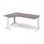 TR10 deluxe left hand ergonomic desk 1800mm - white frame, walnut top TDEL18WW