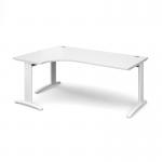 TR10 deluxe left hand ergonomic desk 1800mm - white frame and white top