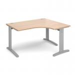 TR10 deluxe right hand ergonomic desk 1400mm - silver frame, beech top TDER14SB