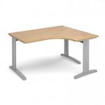 TR10 deluxe right hand ergonomic desk 1400mm - silver frame, oak top TDER14SO
