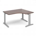 TR10 deluxe right hand ergonomic desk 1400mm - silver frame, walnut top TDER14SW
