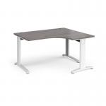 TR10 deluxe right hand ergonomic desk 1400mm - white frame, grey oak top TDER14WGO