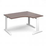 TR10 deluxe right hand ergonomic desk 1400mm - white frame, walnut top TDER14WW