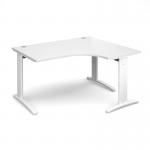 TR10 deluxe right hand ergonomic desk 1400mm - white frame and white top
